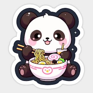 Cute Asian Food Panda Eating Ramen Sticker